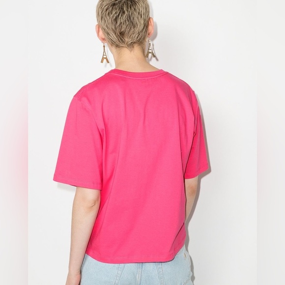 Rotate Birger Christensen Aster Sunday T-Shirt  in Carmine Rose pink Size XS - Picture 13 of 16